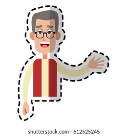 happy elderly or middle age  man with glasses  cartoon icon imag