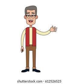 happy elderly or middle age  man with glasses  cartoon icon imag