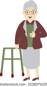 Happy Elderly People Character on White Background. Vector Illustration in Flat Style