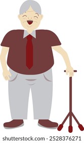 Happy Elderly People Character on White Background. Vector Illustration in Flat Style