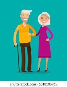 Happy elderly people or retired. Cartoon vector illustration