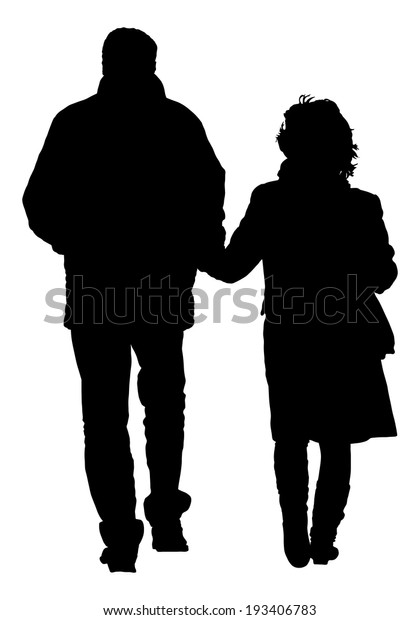 幸せな老年夫婦は手のベクターシルエットを持つ 背景に愛のある成熟したクーペ 親父は人前で親しい 旅の黄金時代と魂の平和 良い両親だ のベクター画像素材 ロイヤリティフリー