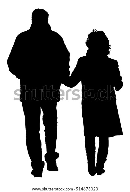 Happy Elderly Seniors Couple Hold Hands Stock Vector (Royalty Free ...