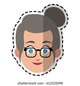 happy elderly woman cartoon icon image 