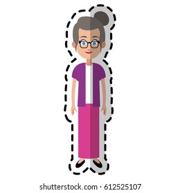 happy elderly woman cartoon icon image 