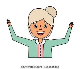 happy elderly woman grandmother character