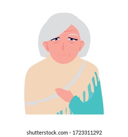 happy elderly woman wearing clothes vector illustration design