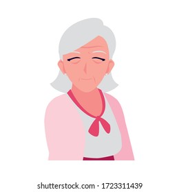happy elderly woman wearing clothes vector illustration design