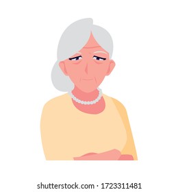 happy elderly woman wearing clothes vector illustration design