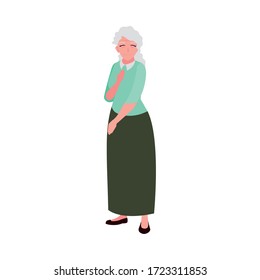 happy elderly woman wearing clothes vector illustration design