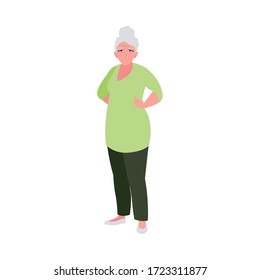 happy elderly woman wearing clothes vector illustration design