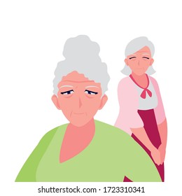happy elderly women sharing at home vector illustration design