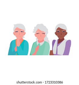 happy elderly women sharing at home vector illustration design