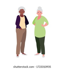 happy elderly women sharing at home vector illustration design