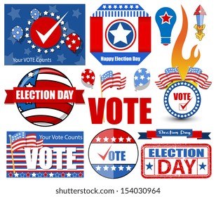 Happy Election Day Vector Illustration Set