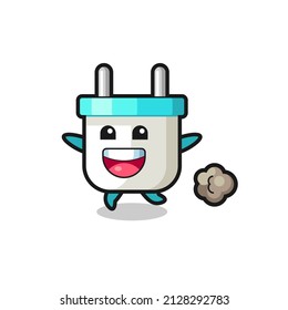 der glückliche elektrische Stecker-Cartoon mit laufender Pose, süßes Design für T-Shirt, Aufkleber, Logo-Element