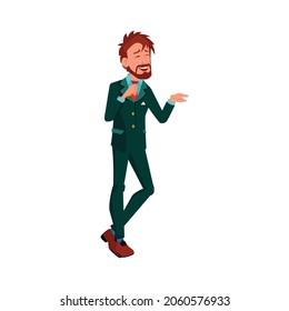 happy elegant man enjoying on corporate party cartoon vector. happy elegant man enjoying on corporate party character. isolated flat cartoon illustration