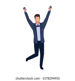happy elegant man icon over white background, vector illustration