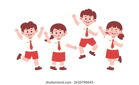 Happy Elementary School Student Jumping