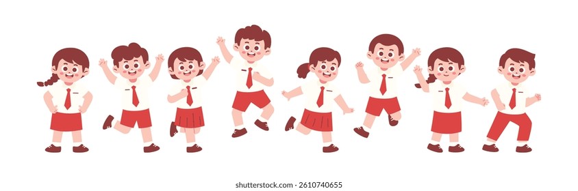 Happy Elementary School Student Jumping