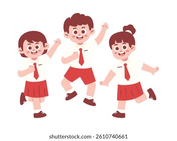 Happy Elementary School Student Jumping