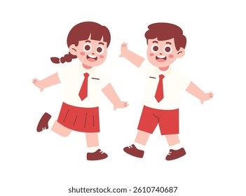 Happy Elementary School Student Jumping