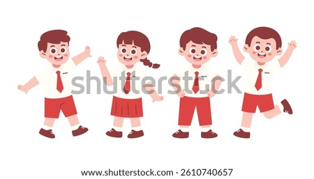 Happy Elementary School Student Jumping
