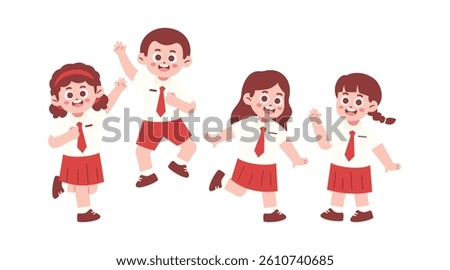 Happy Elementary School Student Jumping