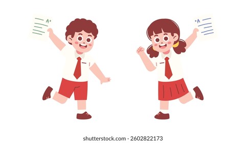 Happy Elementary Students Showing Their Exam Result