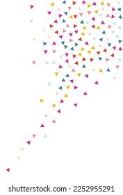 Happy Elements Abstract Vector White Background. Celebration Shapes Pattern. Invitation Geometric Texture. Falling Triangle Effect Backdrop.