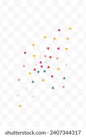 Happy Elements Christmas Vector Transparent Background. Festival Shapes Card. Carnival Triangle Background. Color Geometric Festive Design.