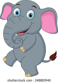 Happy Elephant cartoon dancing 