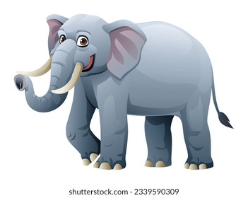 Happy elephant cartoon illustration isolated on white background