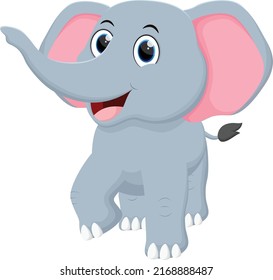 Happy Elephant cartoon isolated on white background