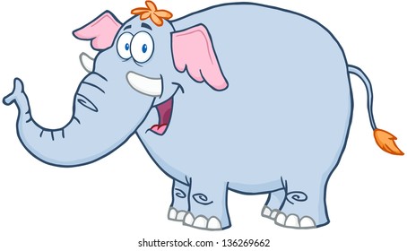 Happy Elephant Cartoon Mascot Character