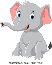 Happy elephant cartoon sitting
