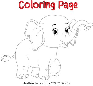 happy elephant coloring page for kids