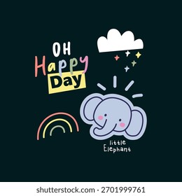 Conjunto de vetores de rabiscar de elefante feliz