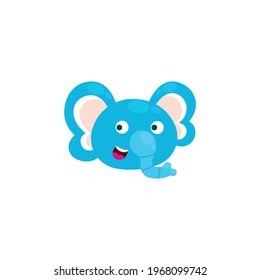 Happy elephant face cartoon vector on a white background