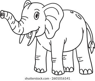 Happy Elephant Isolated Coloring Page for Kids 