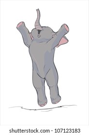 Happy elephant is jumping