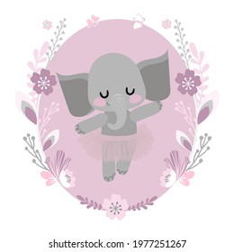 happy elephant in a oval frame