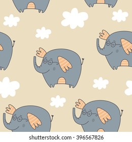 Happy elephant vector card
