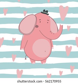 Happy elephant vector card