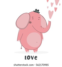 Happy elephant vector card