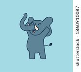 Happy elephant vector illustration. Animal character icon in flat style
