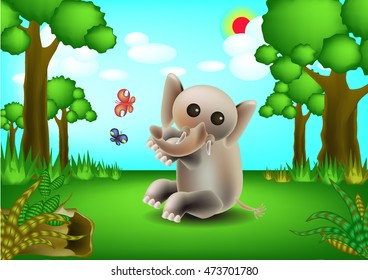 Happy Elephants cartoon vector.