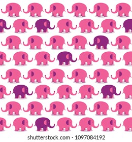 Happy elephants, hand drawn backdrop. Colorful seamless pattern with animals. Decorative cute wallpaper, good for printing. Overlapping background vector