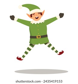 Happy elf jump icon cartoon vector. Smiling magic party. Christmas holiday