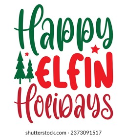 Happy Elfin Holidays Design-Vektorgrafik